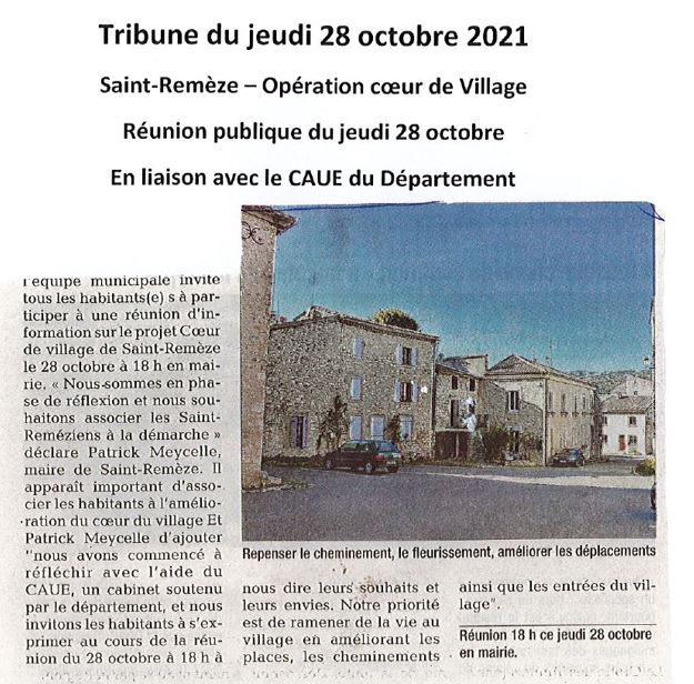 tribune article 28 octobre caue operation coeur village